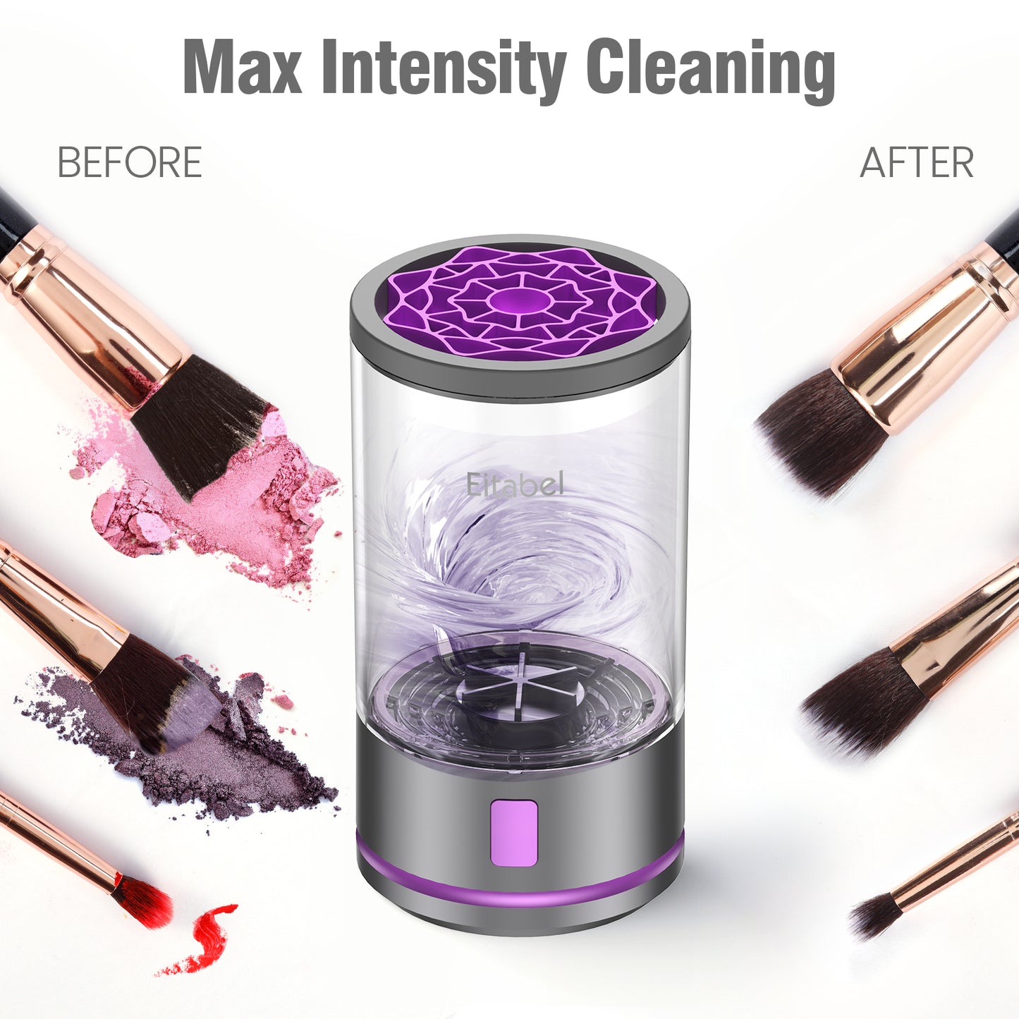 Electric Makeup Brush Cleaner Machine - Automatic Cosmetic Brush Washer, Portable Makeup Brushes Cleanser for All Brush Types, Fast Deep Cleaning
