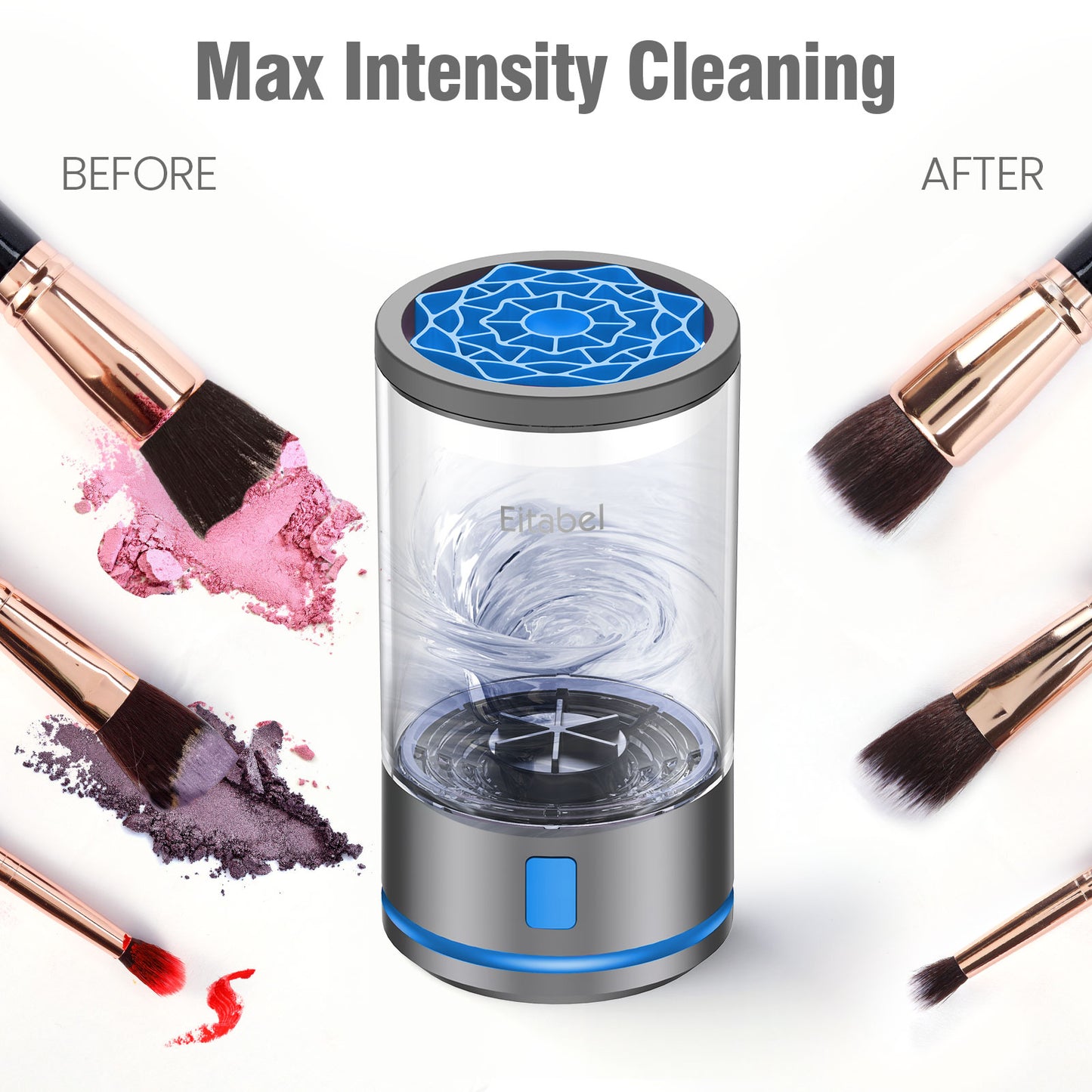 Electric Makeup Brush Cleaner Machine - 7000 RPM Ultra Fast Rechargable Make Up Brush Washer and Dryer - Automatic Cosmetic Brush Cleanser Tool Clean for Beauty Women, Girls Gift