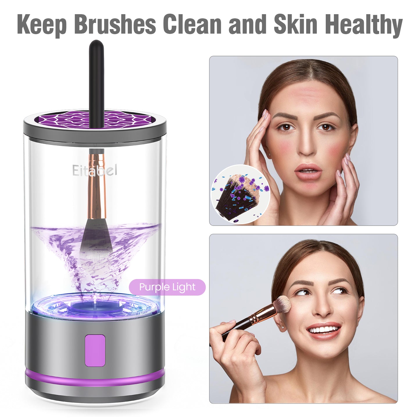 Electric Makeup Brush Cleaner Machine - Automatic Cosmetic Brush Washer, Portable Makeup Brushes Cleanser for All Brush Types, Fast Deep Cleaning