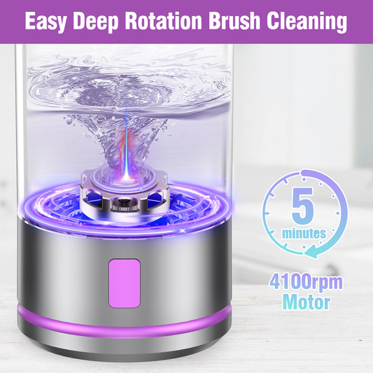Electric Makeup Brush Cleaner Machine - Automatic Cosmetic Brush Washer, Portable Makeup Brushes Cleanser for All Brush Types, Fast Deep Cleaning