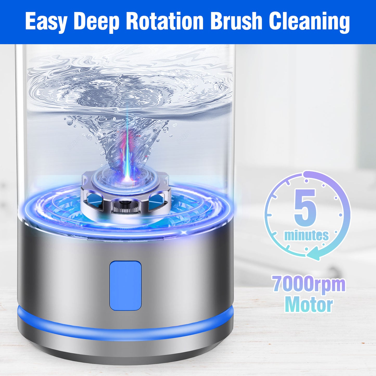 Electric Makeup Brush Cleaner Machine - 7000 RPM Ultra Fast Rechargable Make Up Brush Washer and Dryer - Automatic Cosmetic Brush Cleanser Tool Clean for Beauty Women, Girls Gift