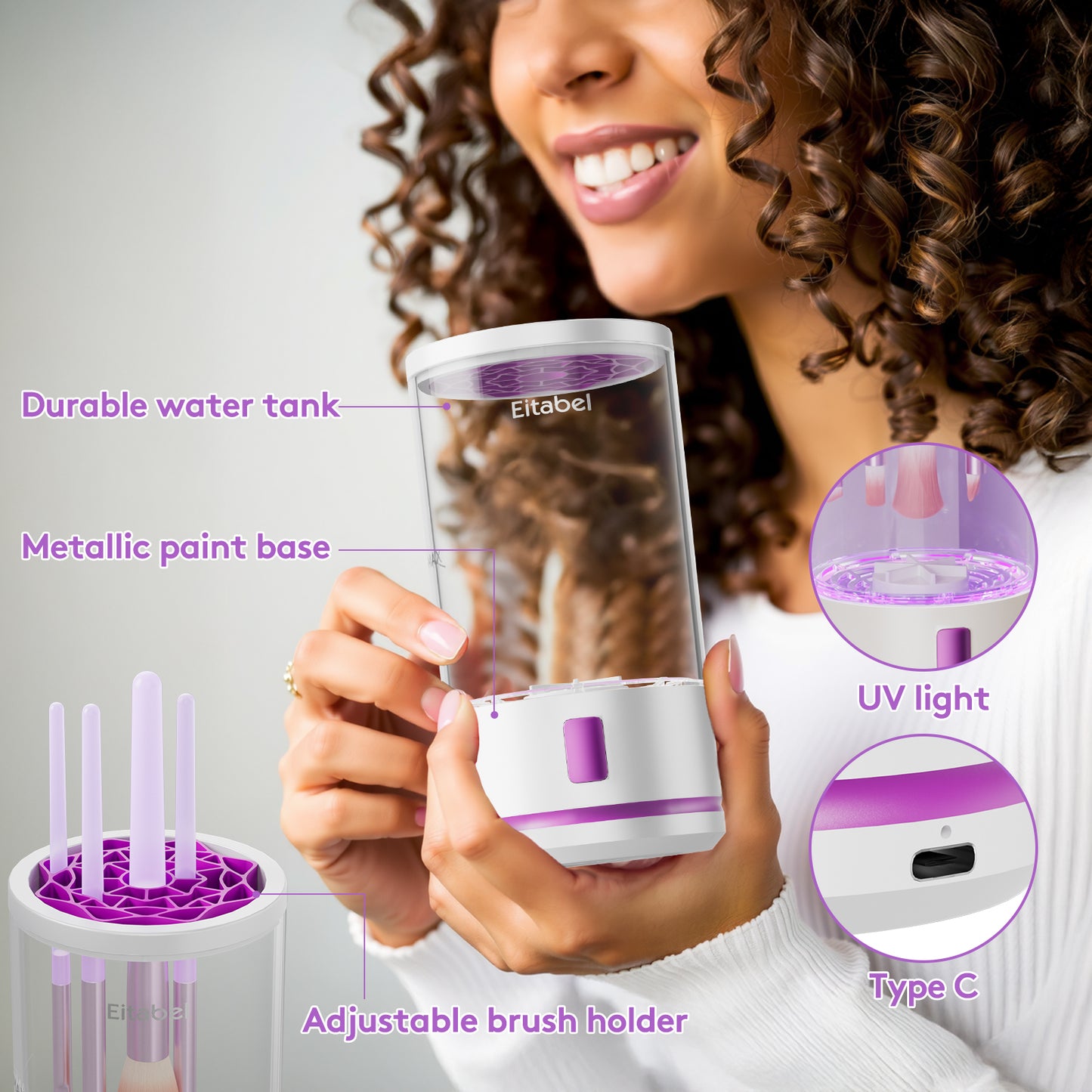 Electric Makeup Brush Cleaner machine, 2 in 1 Makeup Brush Cleanser & Washer Combined, 7000RPM Automatic Spinning Cosmetic Brush Ceanser For Beauty Women, Girls Gift