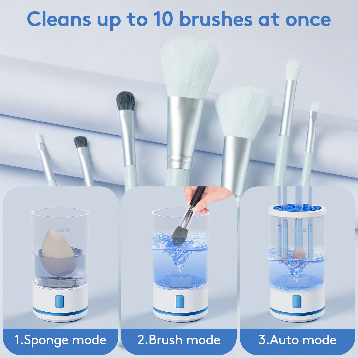 EITABEL Electric Makeup Brush Cleaner machine, 2 in 1 Makeup Brush Washer Combined, Automatic Spinning Cosmetic Brush Cleaner Ceanser For Beauty Women, Girls