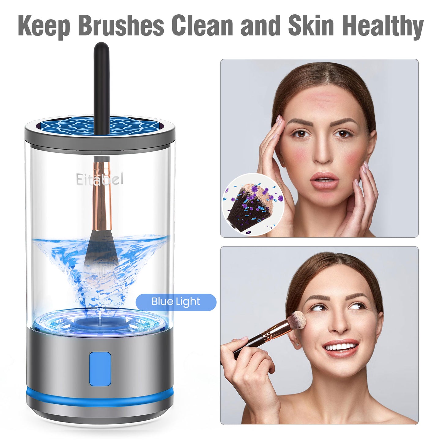 Electric Makeup Brush Cleaner Machine - 7000 RPM Ultra Fast Rechargable Make Up Brush Washer and Dryer - Automatic Cosmetic Brush Cleanser Tool Clean for Beauty Women, Girls Gift